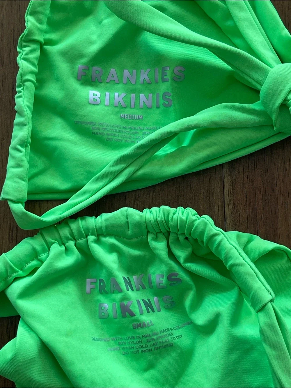 Frankie’s Bikinis neon green bikini set